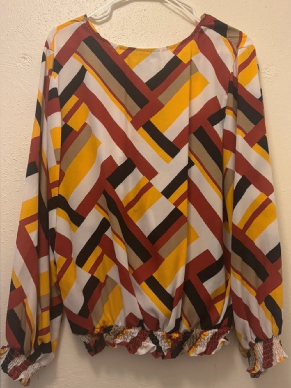 Ashley Stewart Geometric Print Skirt in Mustard, Rust & Black